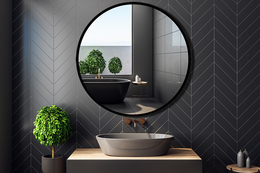 okrągłe lustro łazienkowe w ramie Rund fi 90