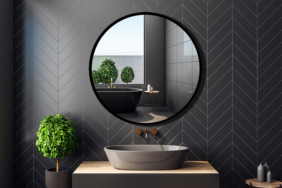 okrągłe lustro łazienkowe w ramie Rund fi 80