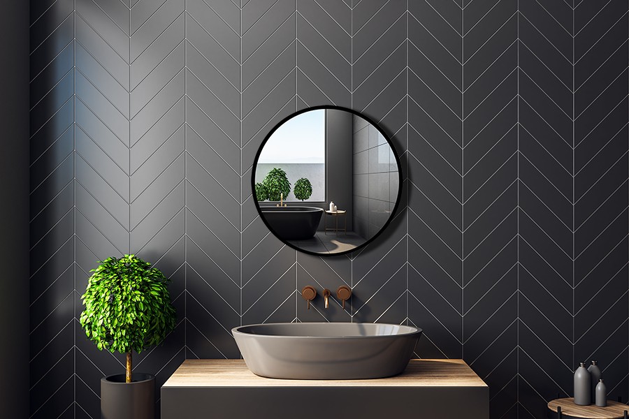 okrągłe lustro łazienkowe w ramie Rund  fi 48