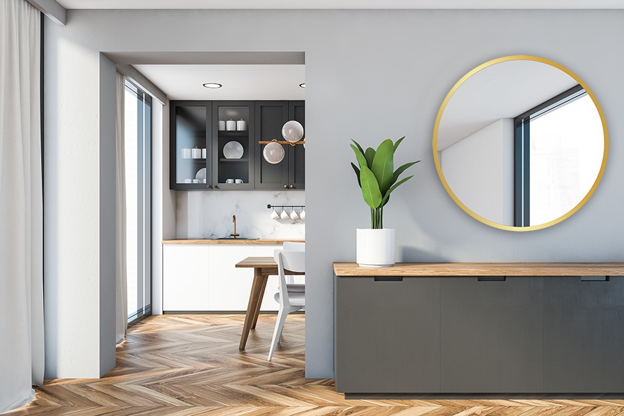 okrągłe lustro łazienkowe w ramie Rund Gold fi 80