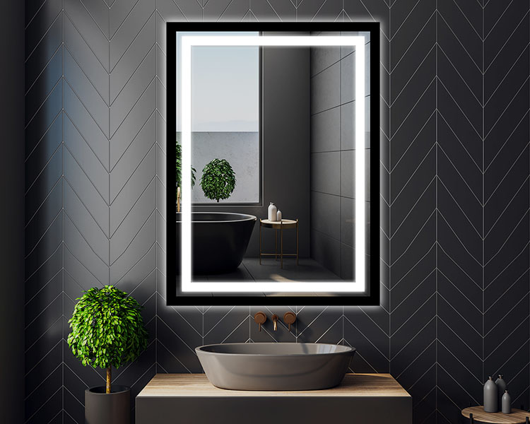prostokątne lustro łazienkowe w ramie Luxled  60x80
