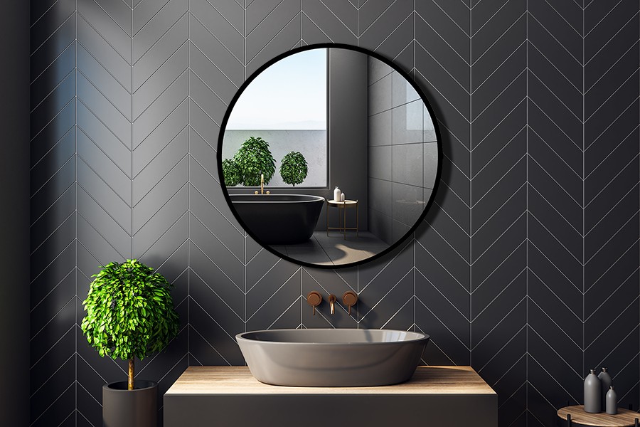 okrągłe lustro łazienkowe w ramie Rund fi 70