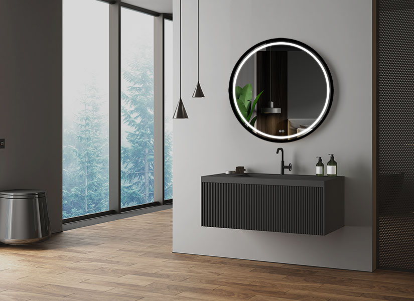 okrągłe lustro łazienkowe w ramie Baltic fi 80