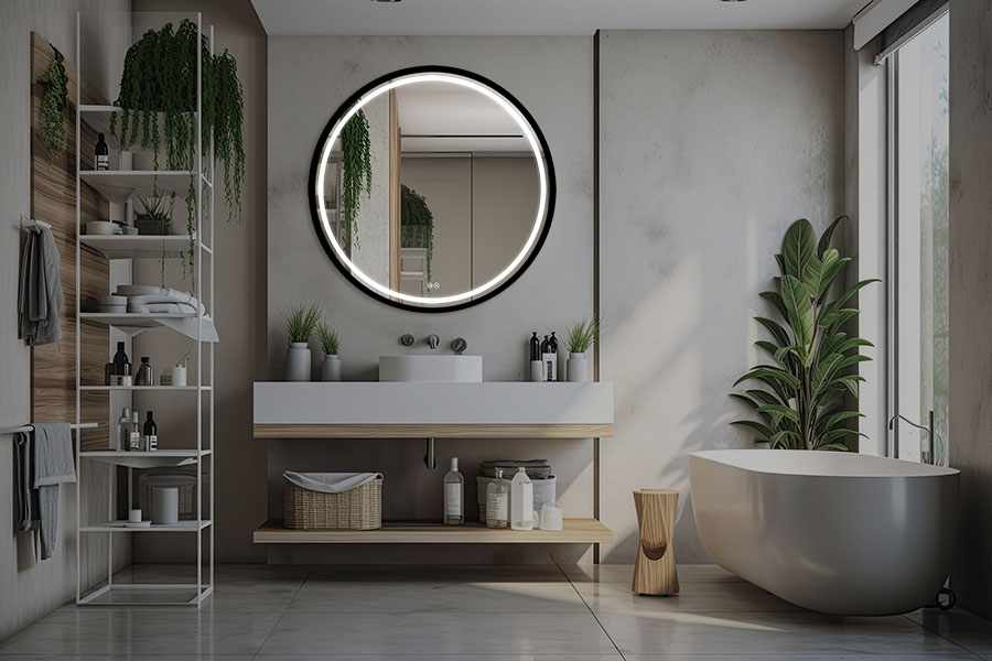 okrągłe lustro łazienkowe w ramie Baltic  fi 90