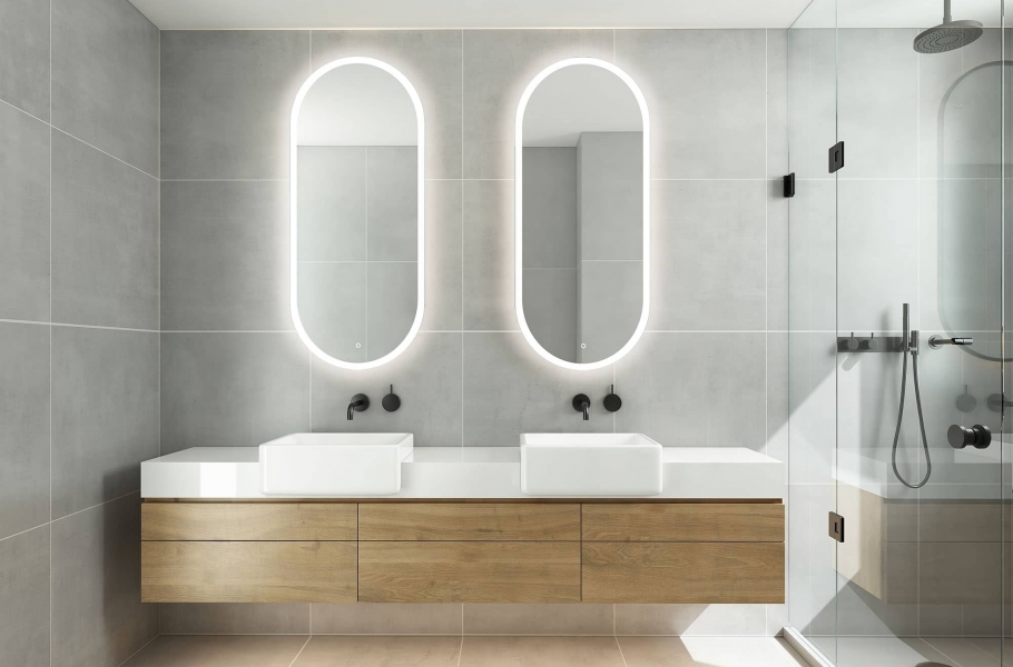 organiczne lustro łazienkowe Elipson 45x105