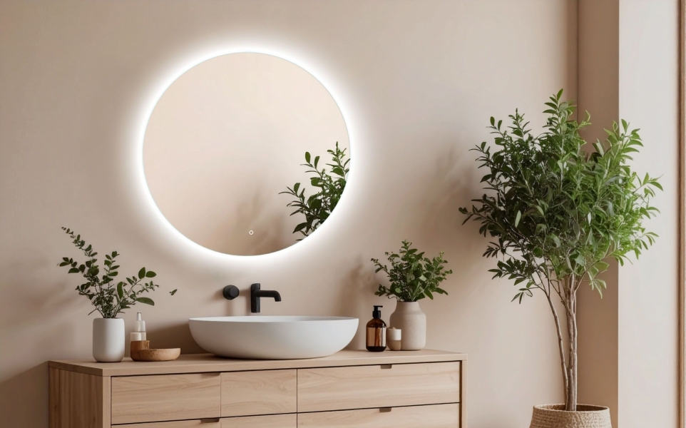 okrągłe lustro łazienkowe Koło Led  fi 50